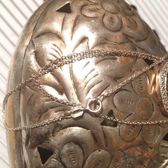 Vintage .925 & 10k heart pendant & .925 chain - Picture 2 of 5